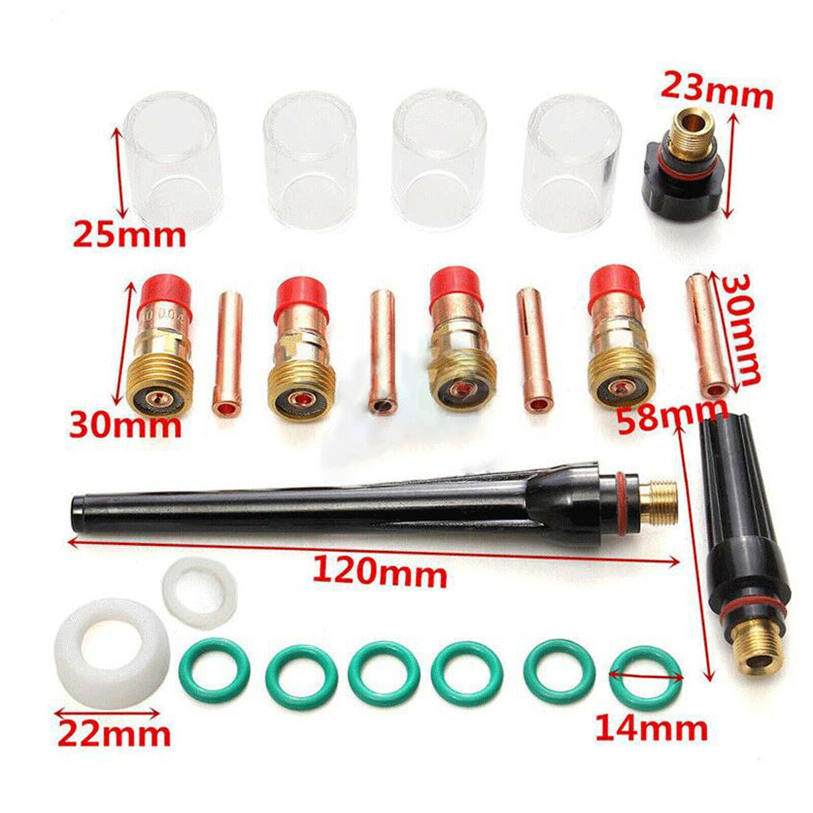 23 Pieces TIG Stubby Gas Lens #12 Cup Accessories for WP 17 18 26 TIG Torch