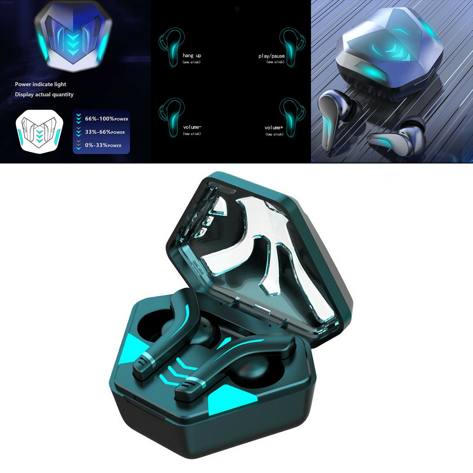 Bluetooth Gaming Wireless Earbuds 2 Modes Low Latency Sport Running Gamer