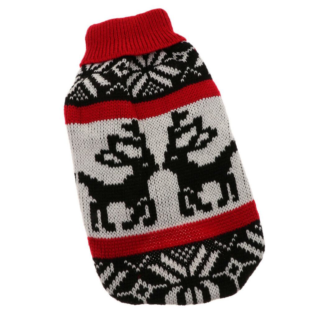 Pet Dog Cat Puppy Warm Sweater Jumper Costume Winter Apperal Deer Pattern S