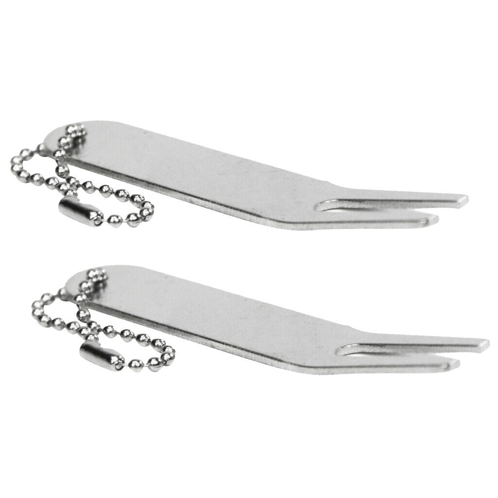 2x Portable Divot Tool Bent Putting Green Gift Prongs Club Accessories