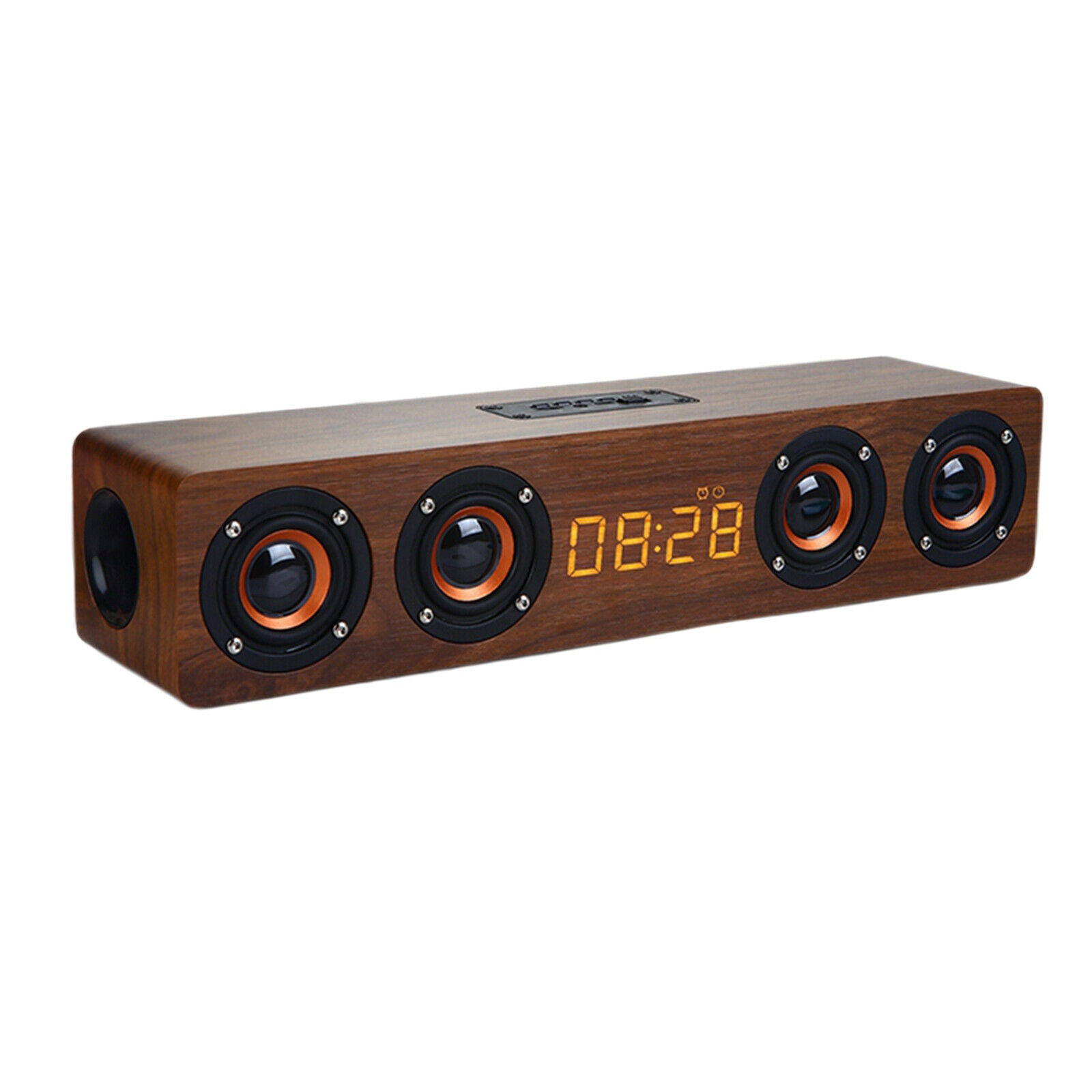 Bluetooth 12w Wooden Soundbar Retro Long Bar 4 Speakers for Home Office English
