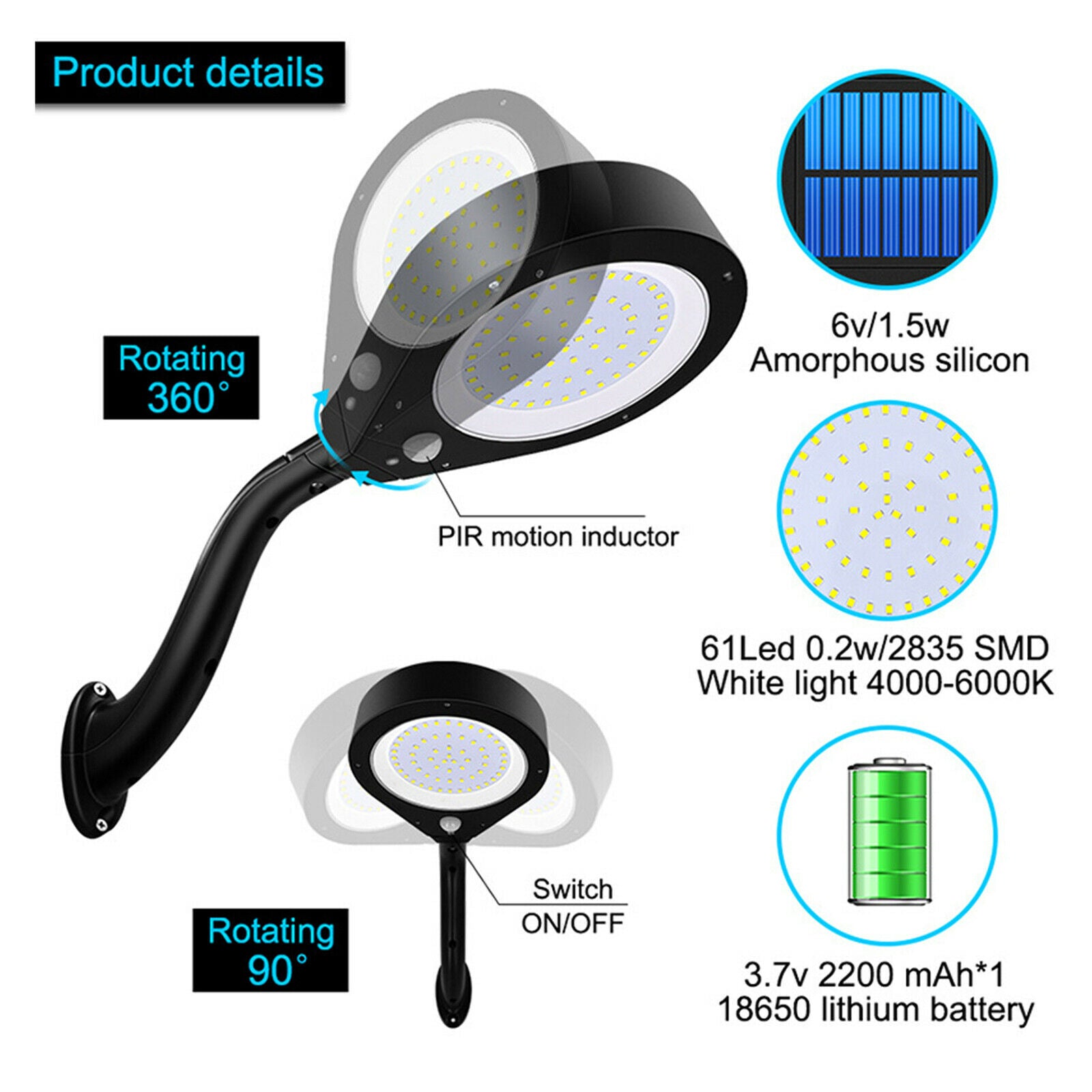 Outdoor Yard Solar Lights LED Wall Lamp Garden Lamp for Fence Garden Outdoor