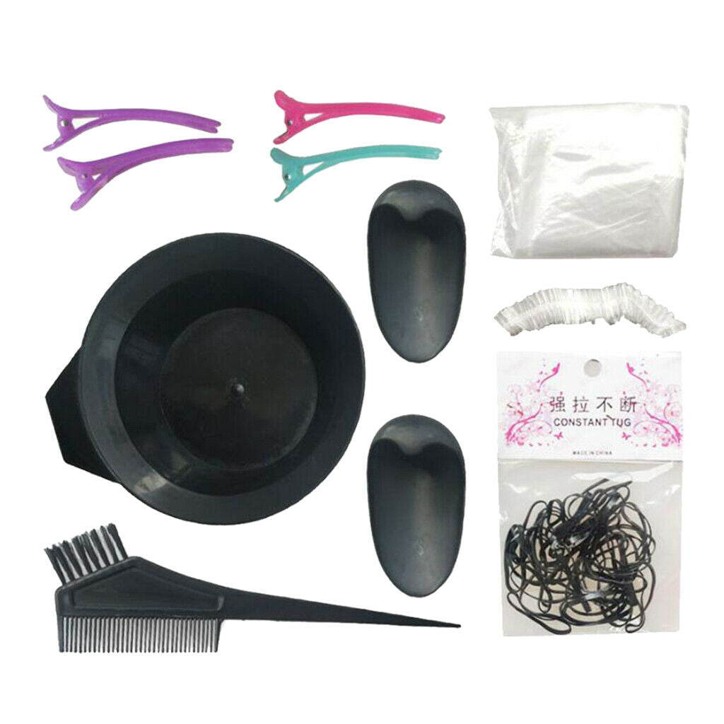 11x Professional Hair Color Kits Barber Tools Brush Disposable Bowl Earmuffs