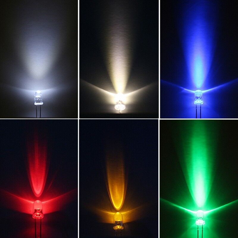 70 Pcs Transparent LED Light kit ( RD GN BU YL PL PK WT ) + Metal Film Resistor