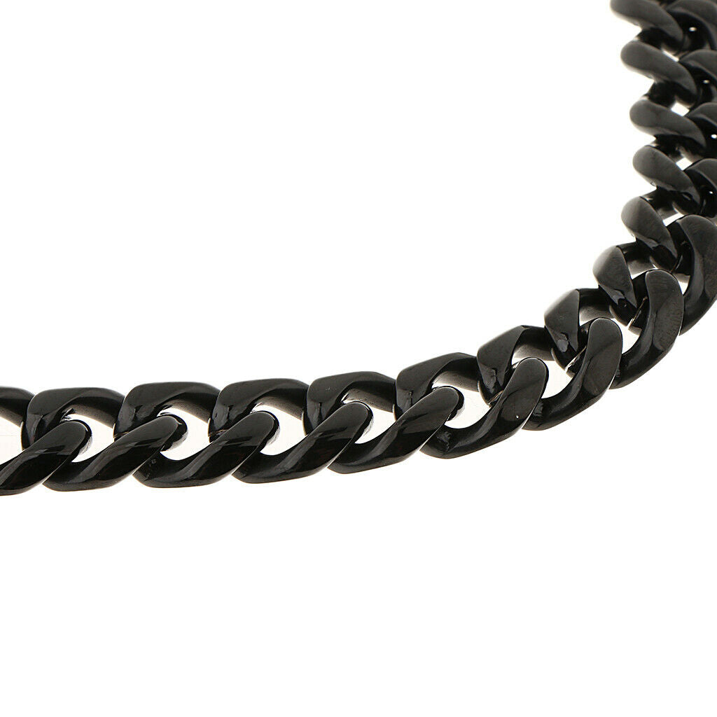 Large Stainless Steel Dog Cuban Link Collar Necklace Chain Black 20 inch