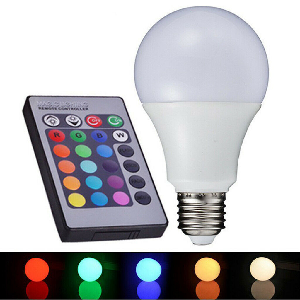 E27 5W RGBW LED Color Changing Ball Globe Light Lamp Bulb White+Remote
