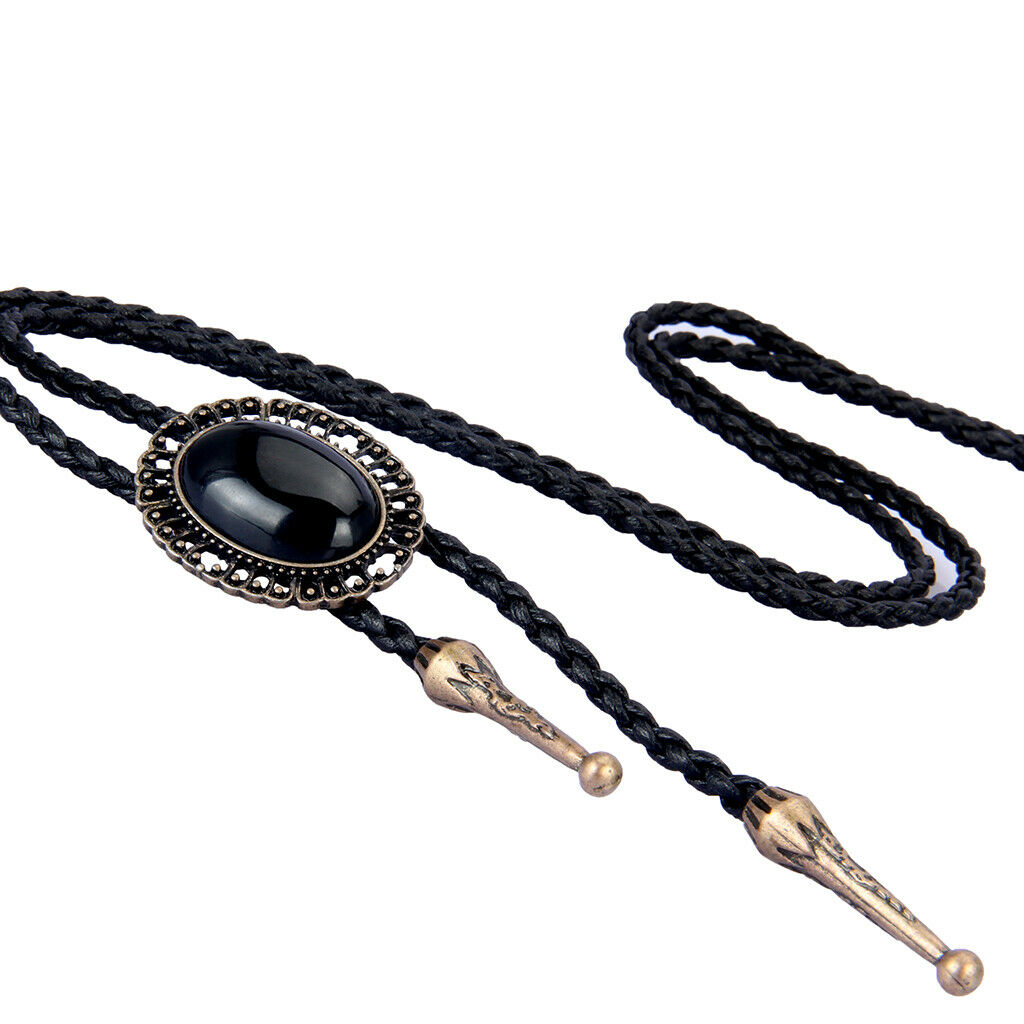 Men Acrylic Oval Pendant Western Cowboy Rodeo Dance Bolo Ties Jewelry