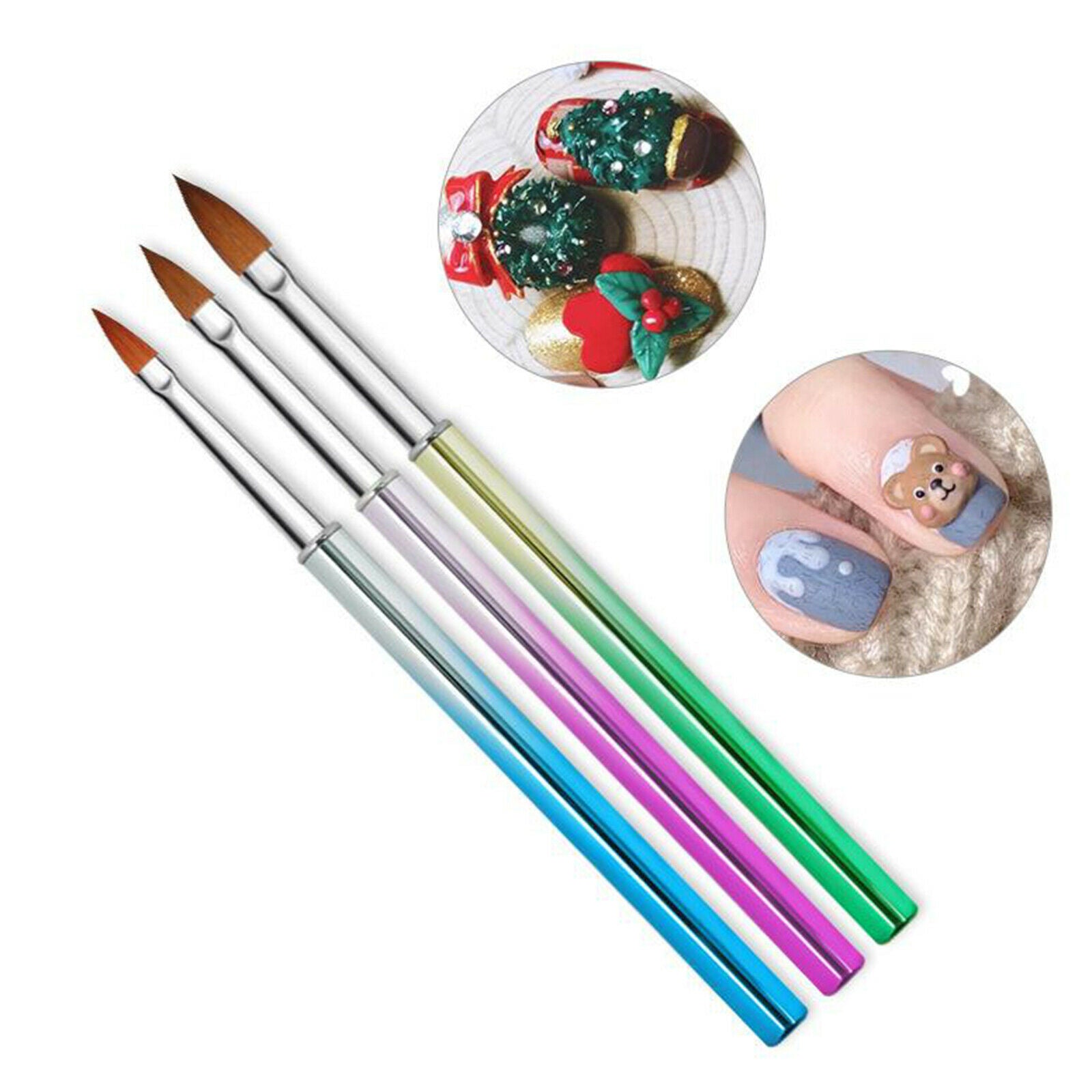 3pcs Nail Art Brush Set Nail Painting Brushes Nail Drawing Pen Nail Arts DIY