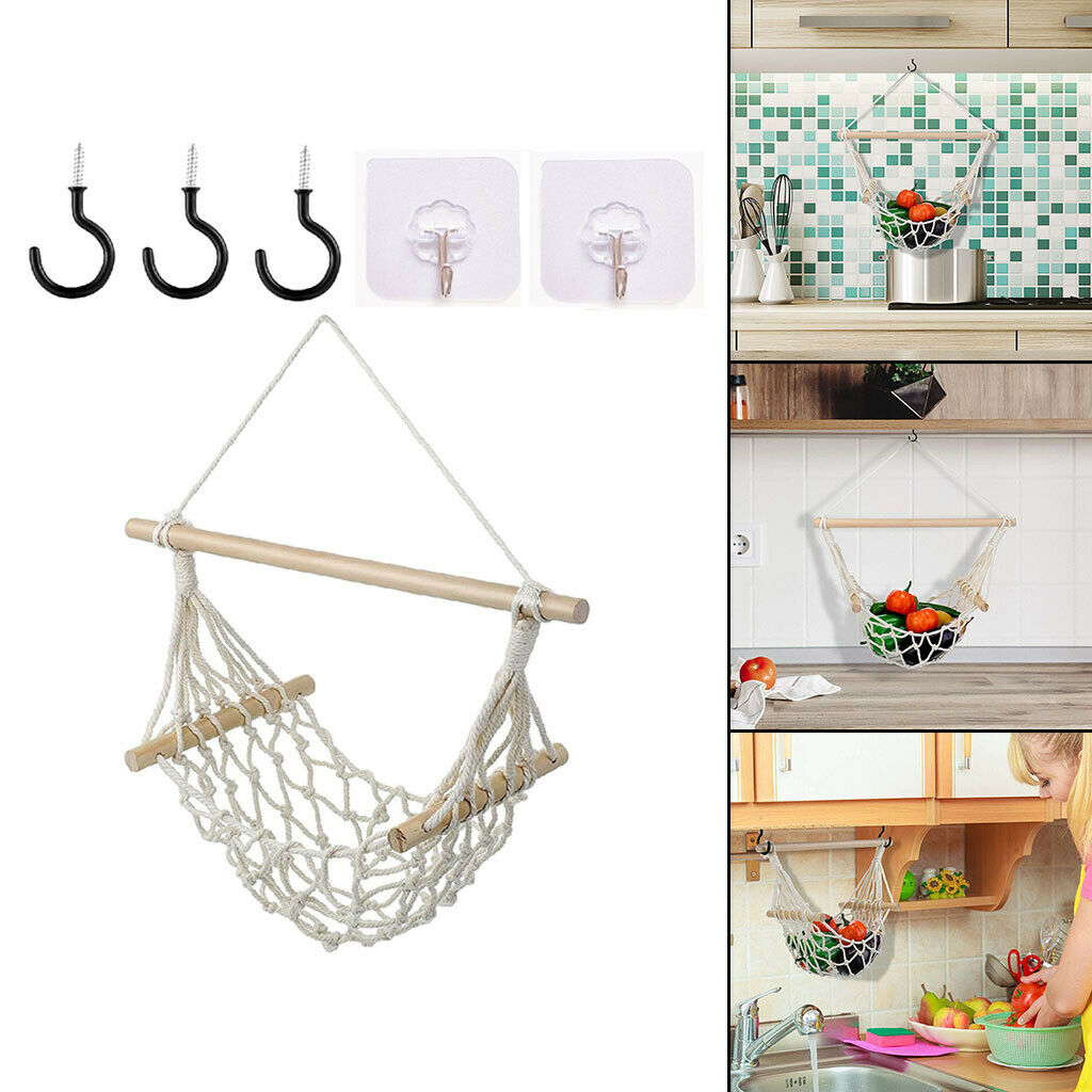 Macrame fruit hammock under the cabinet hand-woven hanging