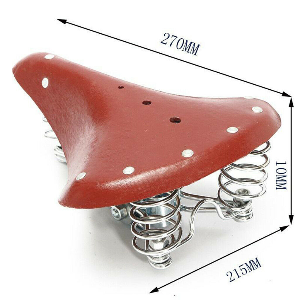 Leather Bicycle Bike Retro Leather Cycling Saddle Seat With Springs Durable