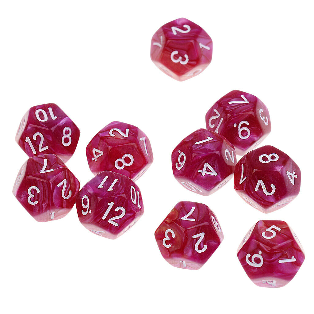 10PCS D12 Polyhedral Dice for RPG Games Table Game Red