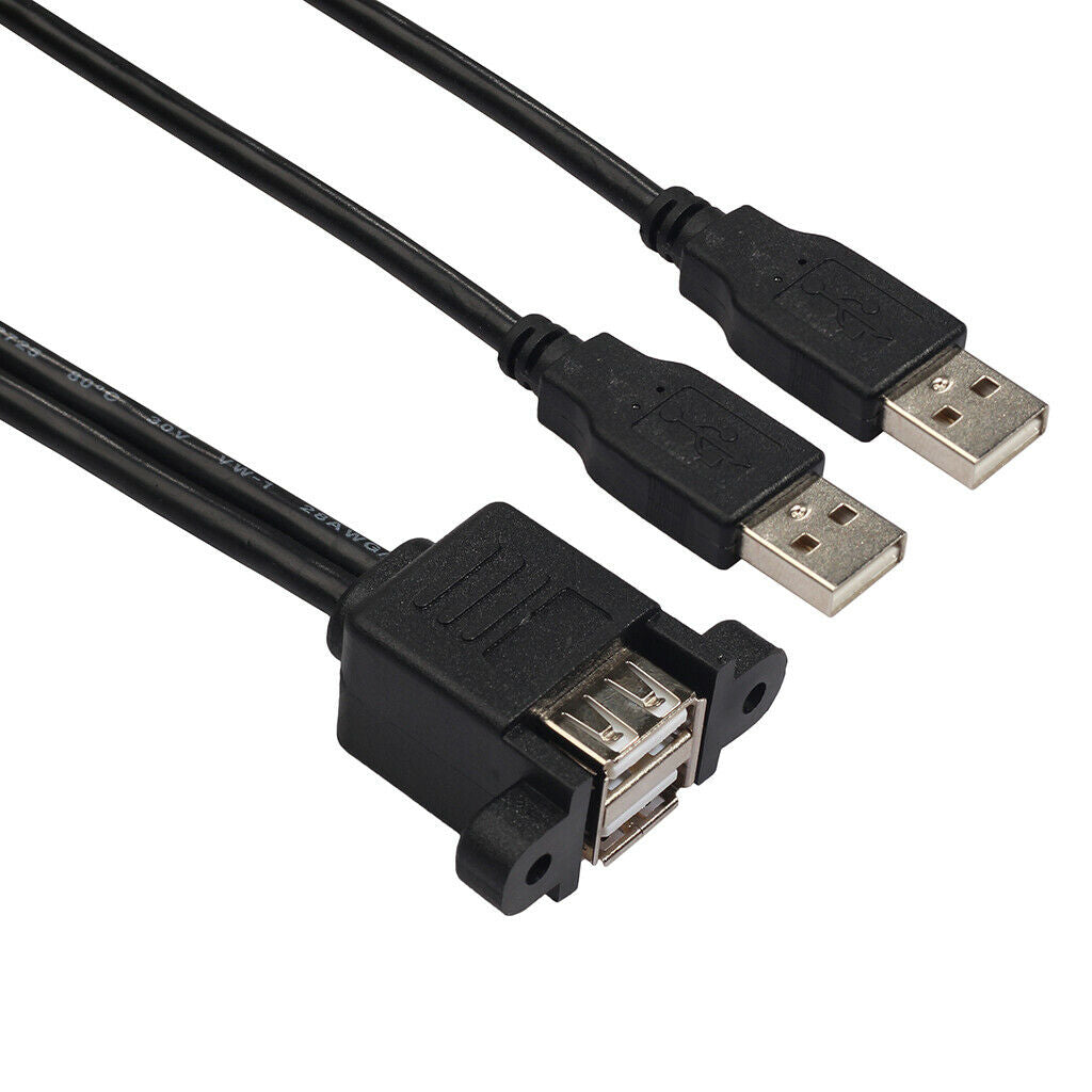 0.9ft Soft Tensile Dual USB2.0 Male-Female Extension Cord w/ Fixed Orifice