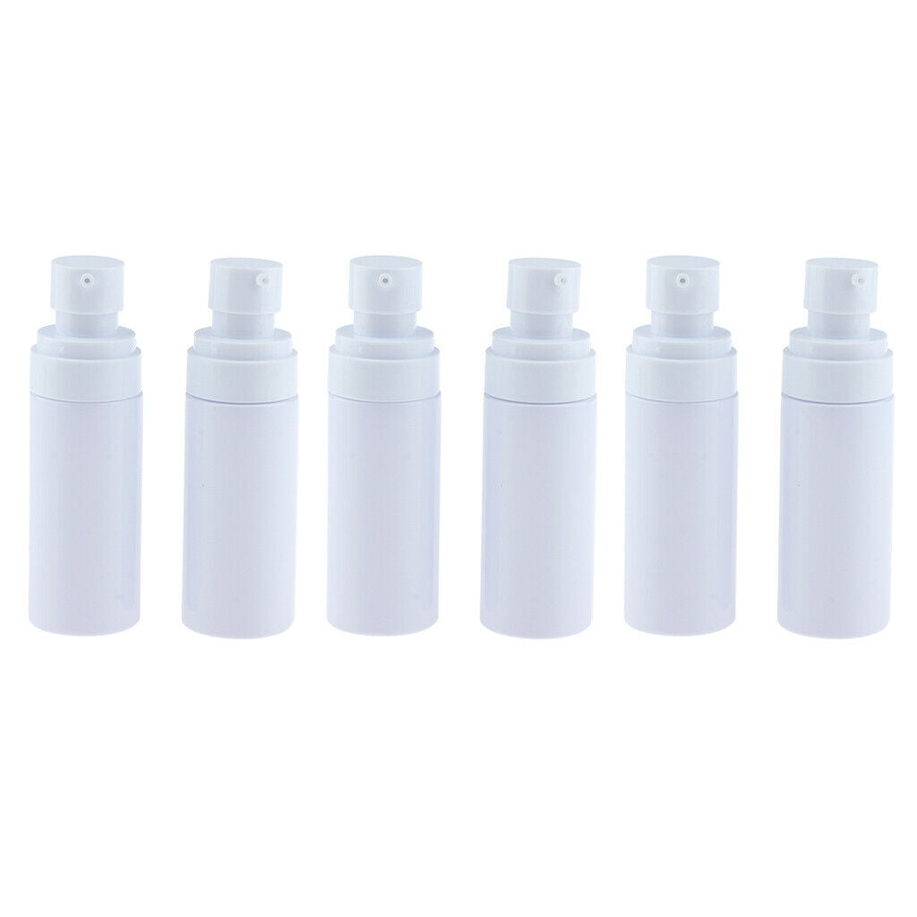 6pcs PET Empty Spray Pump Bottle Riffilable Cosmetic Bottles Set White 60ml