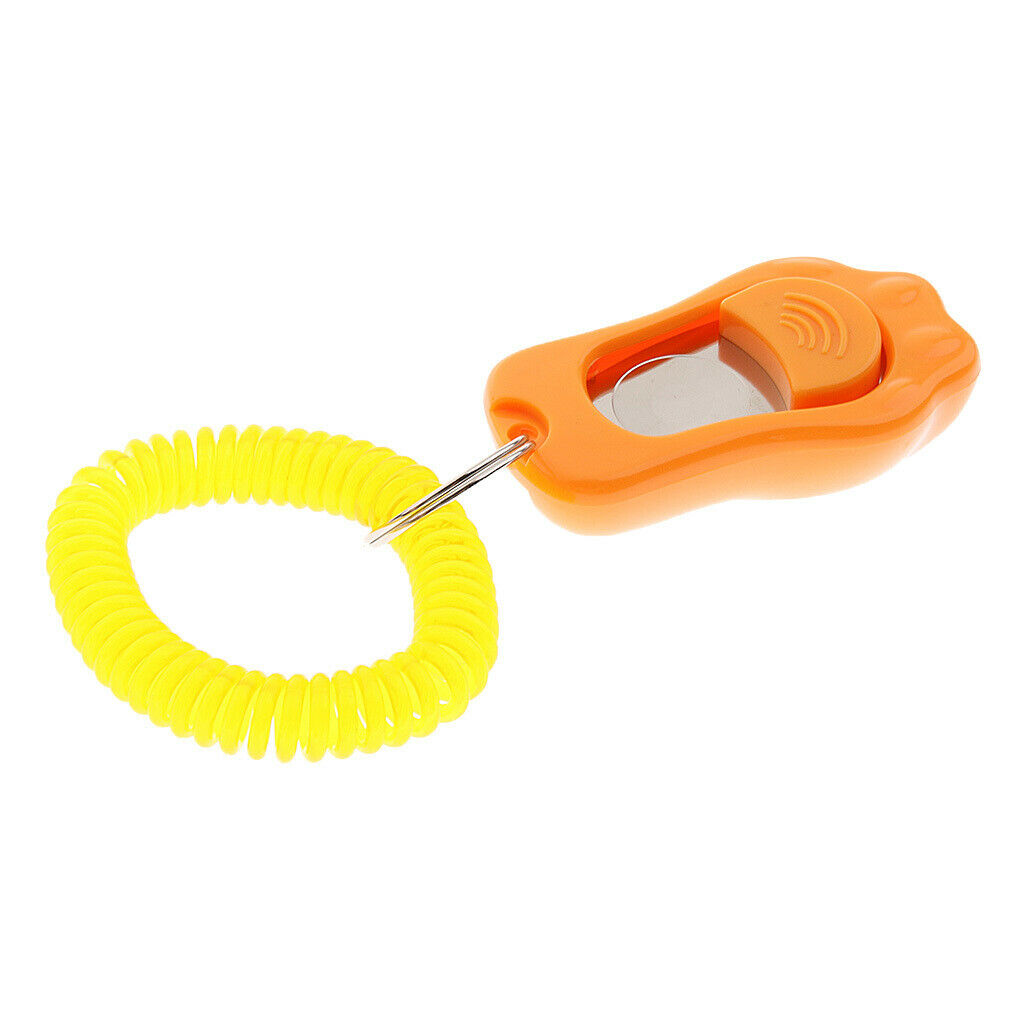 2Pcs Big Button Dog Cat Training Clicker, Clickers with Wrist Bands Orange