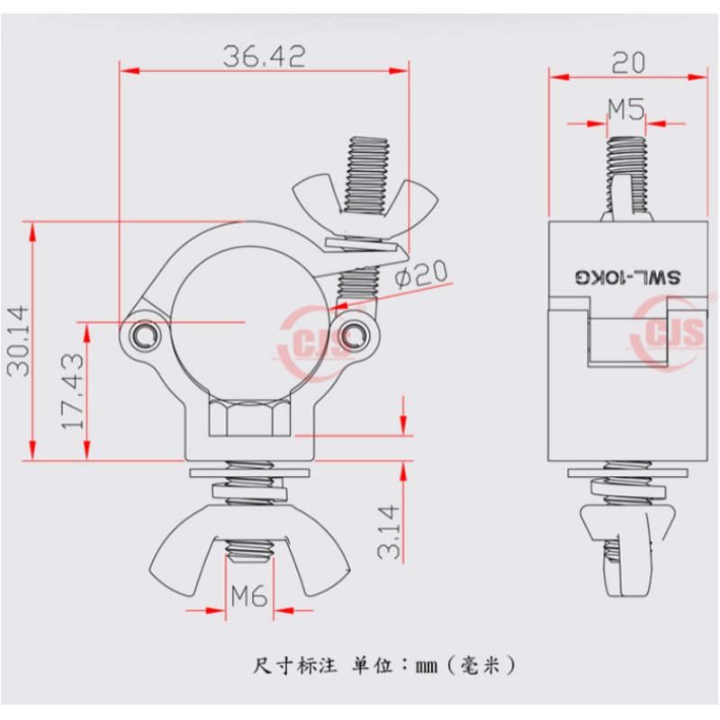 Alum Stage Light Truss Hook Clamp 10kg for Moving Head Light Spotlight Black