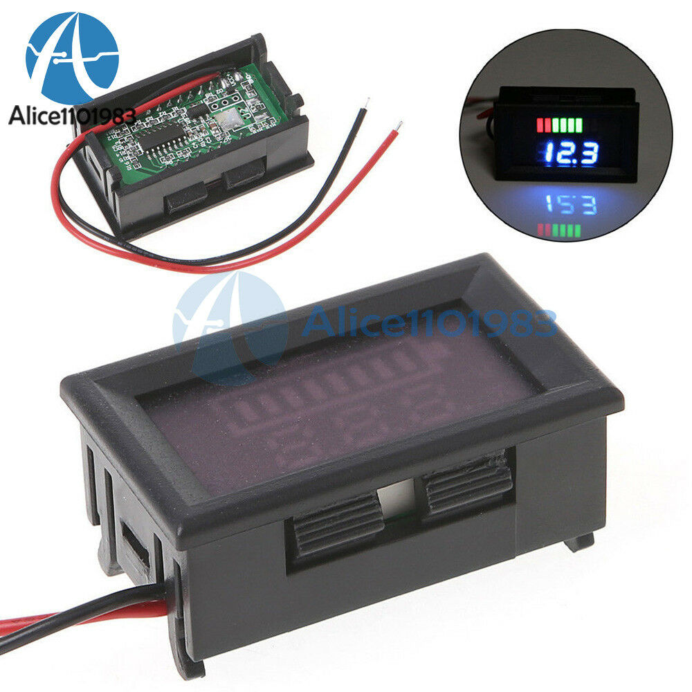 Blue Charge Level Indicator Voltmeter Stable for 12V Lead-acid Battery