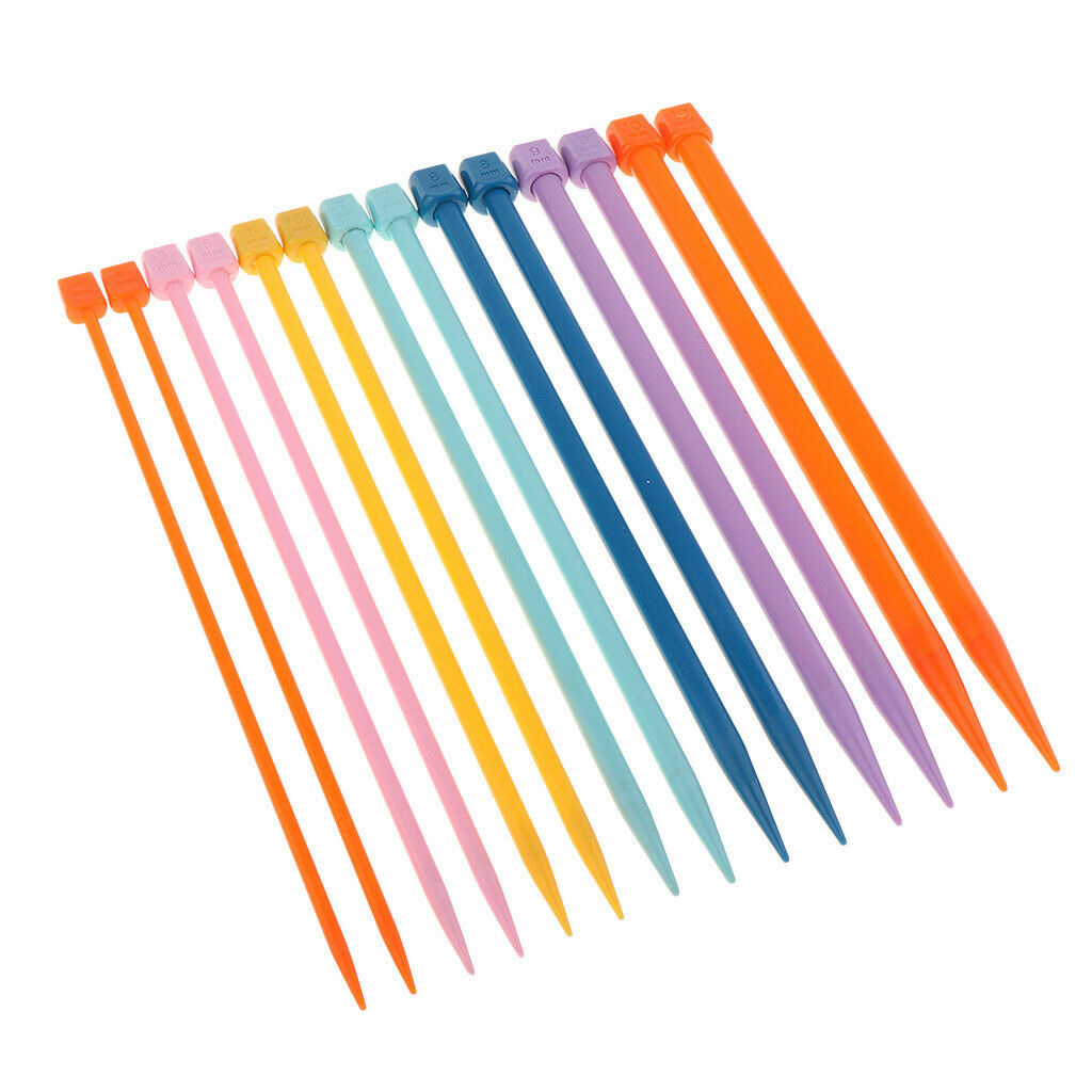 14pcs 7 Sizes Crochet Hook Single End DIY Striaght Kntting Hook 25cm Plastic