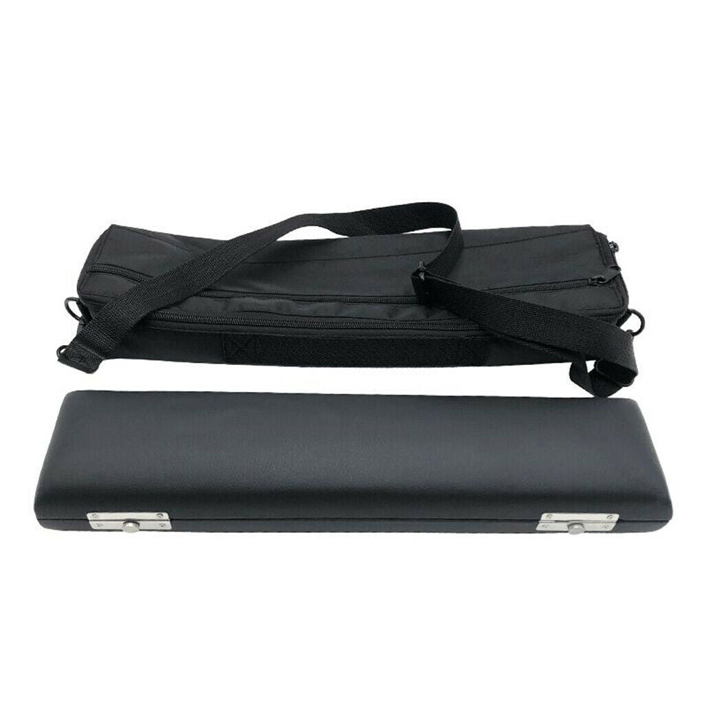 1pc PU 17 Holes Flute Case Hard Shell Bag Holder Protector Black Accessories