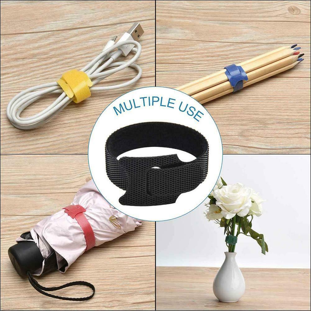 50Pcs Reusable Cable Cord Nylon Strap Hook Loop Ties Tidy Organiser Wraps Tool