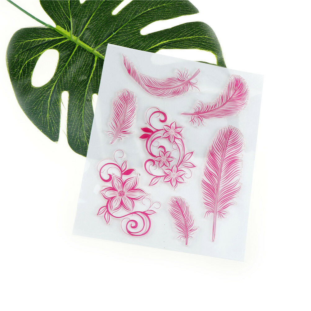 Beautiful Colorful Feather Shape Rubber Stamps Scrapbookings Photo Albums_JO Rf