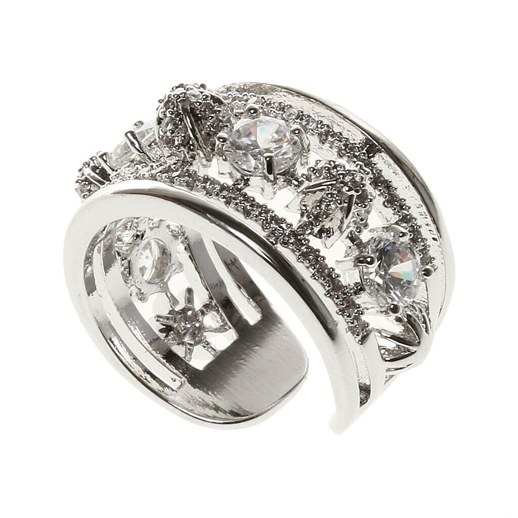 Simple Jewelry Women Accessorires Cubic Rhinestone Party Hoop Finger Ring