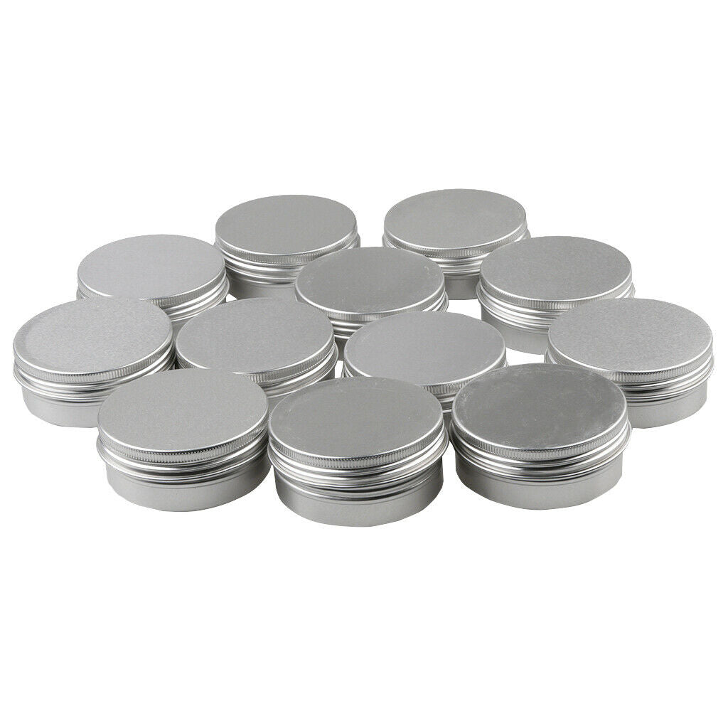 lot 24 Aluminum Round Screw Lid Cosmetic Lip Balm Tins Container Box 30g 10g
