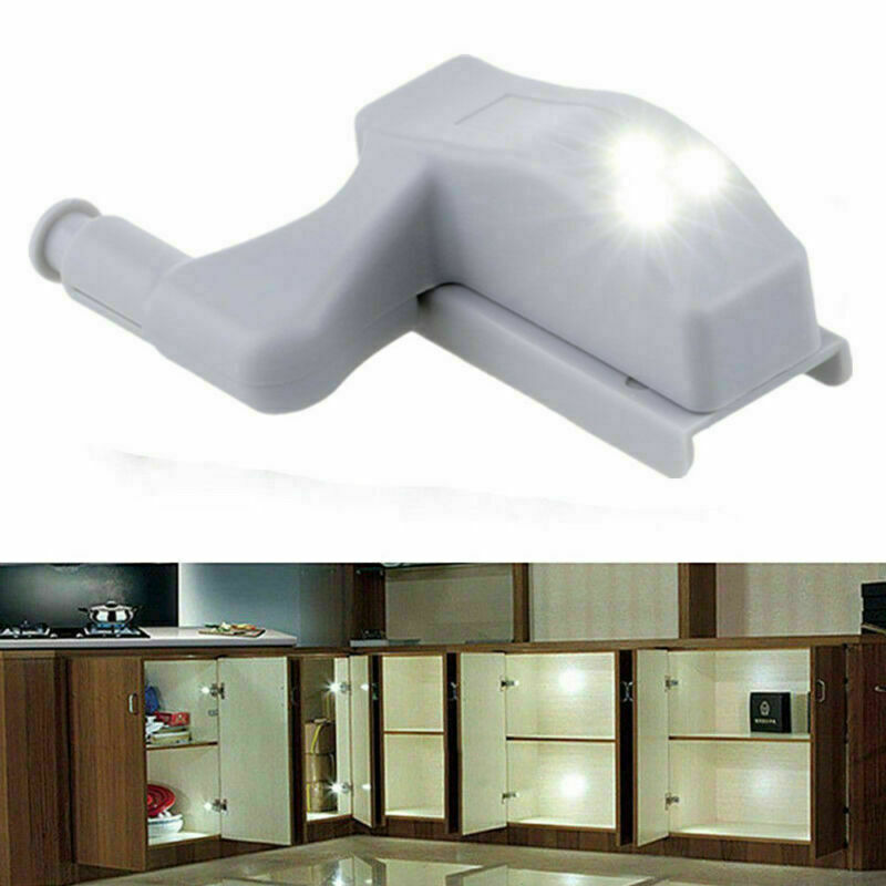 White Cabinet Hinge LED Sensor Light For Wardrobe Cupboard Home Kitchen Closet