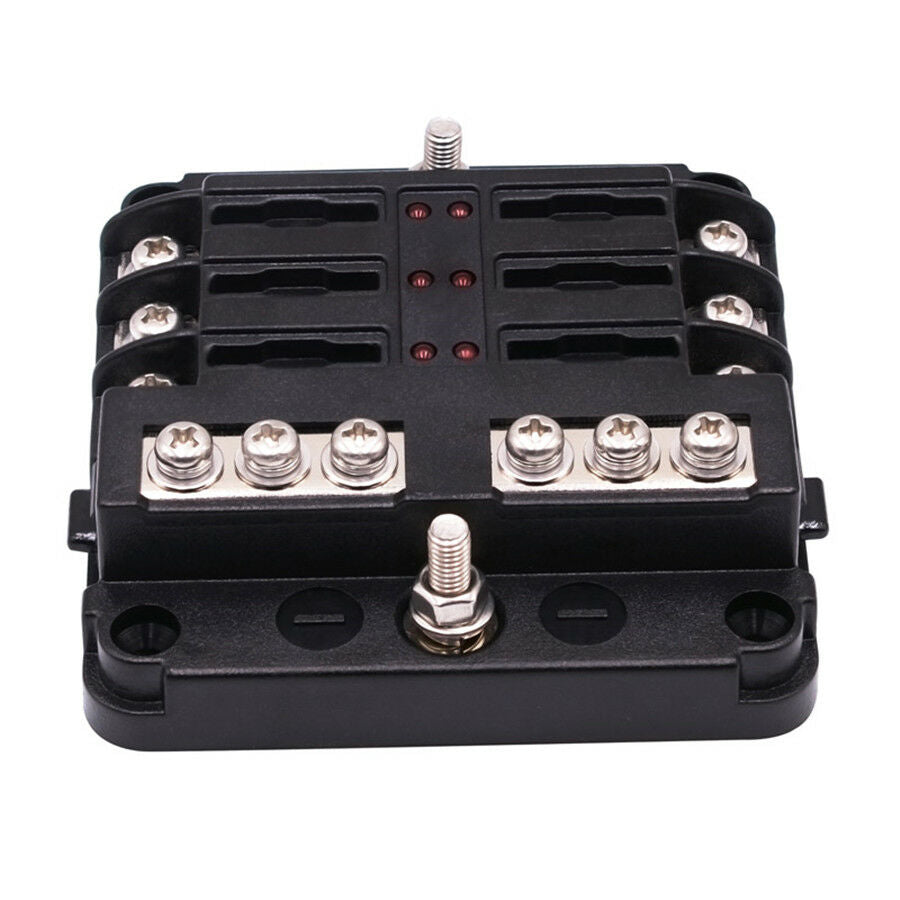 6 Way Blade Fuse Holder PBT PC Fuse Box Block Case 12V/24V Car Truck Boat Marine