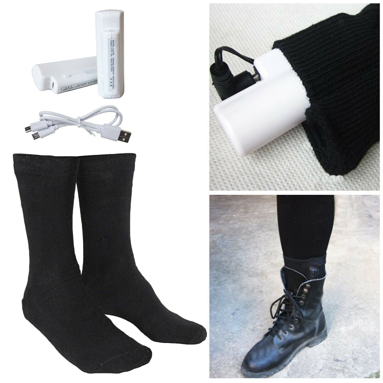 Electric Heated Winter  Socks Rechargeable Battery Powered Winter Long Socks