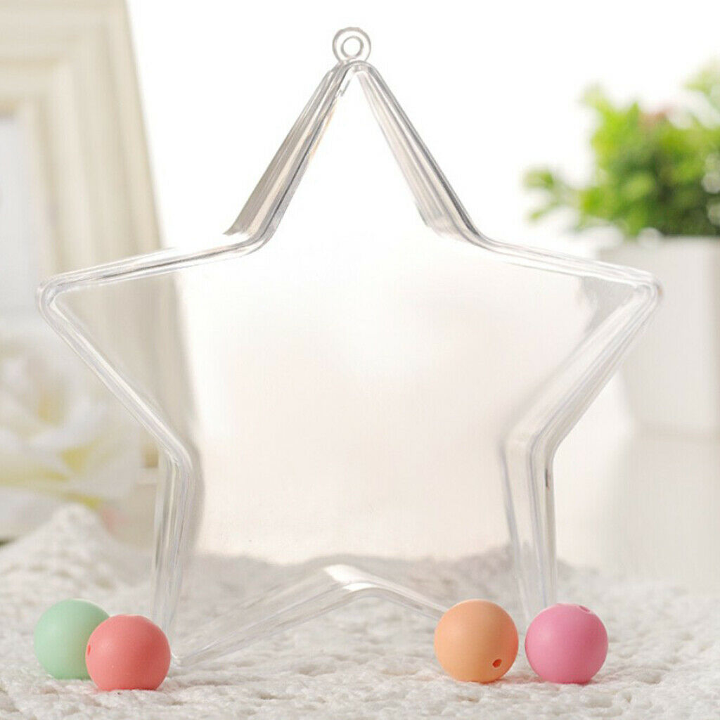 5 Pieces Star Shape Clear Refillable Plastic Ball   Tree Ornament  8cm