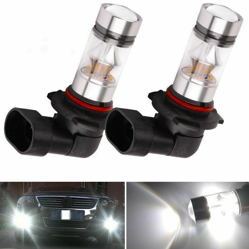 2x 9005 HB3 6000K 100W 2323 LED Projector Fog Driving Light Bulbs White T6X3X3