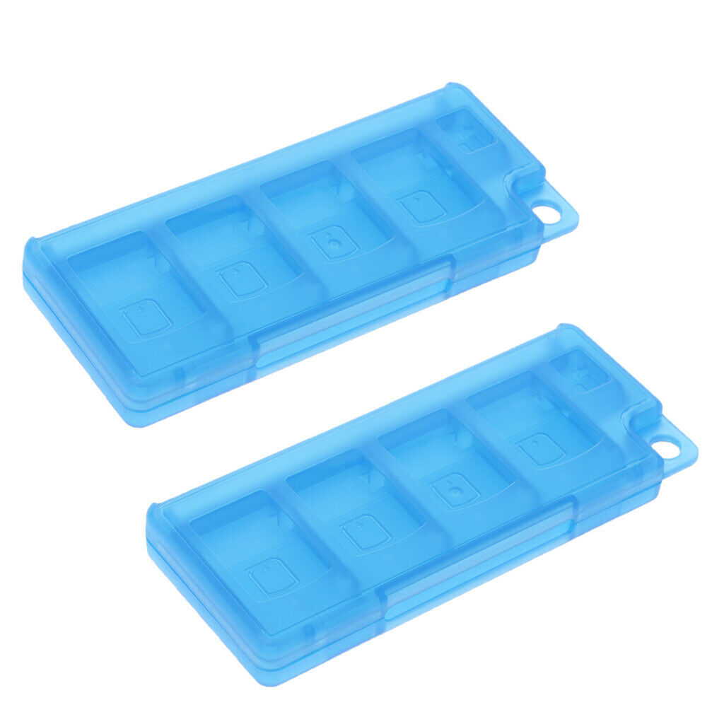 2 Pieces Plastic Game Card Organizer 10 in 1 Storage Box Case Blue Dustproof