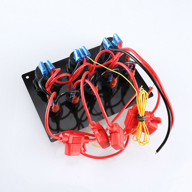 LED Clock Digital Display PD QC3.0 Cigarette Lighter Charge 5-port Switch Panel