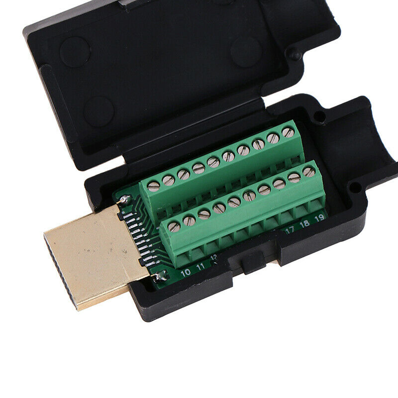 HDMI Male 19P Plug Breakout Terminals Solderless Connector With Cover Tt