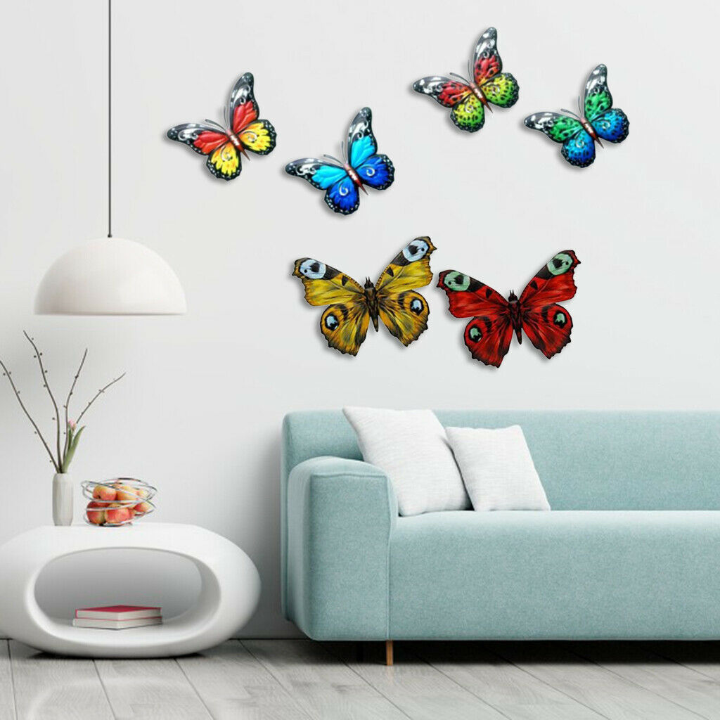 6Pcs Vibrant Metal Butterfly Wall Decoration for Indoor Outdoor Garden Yard