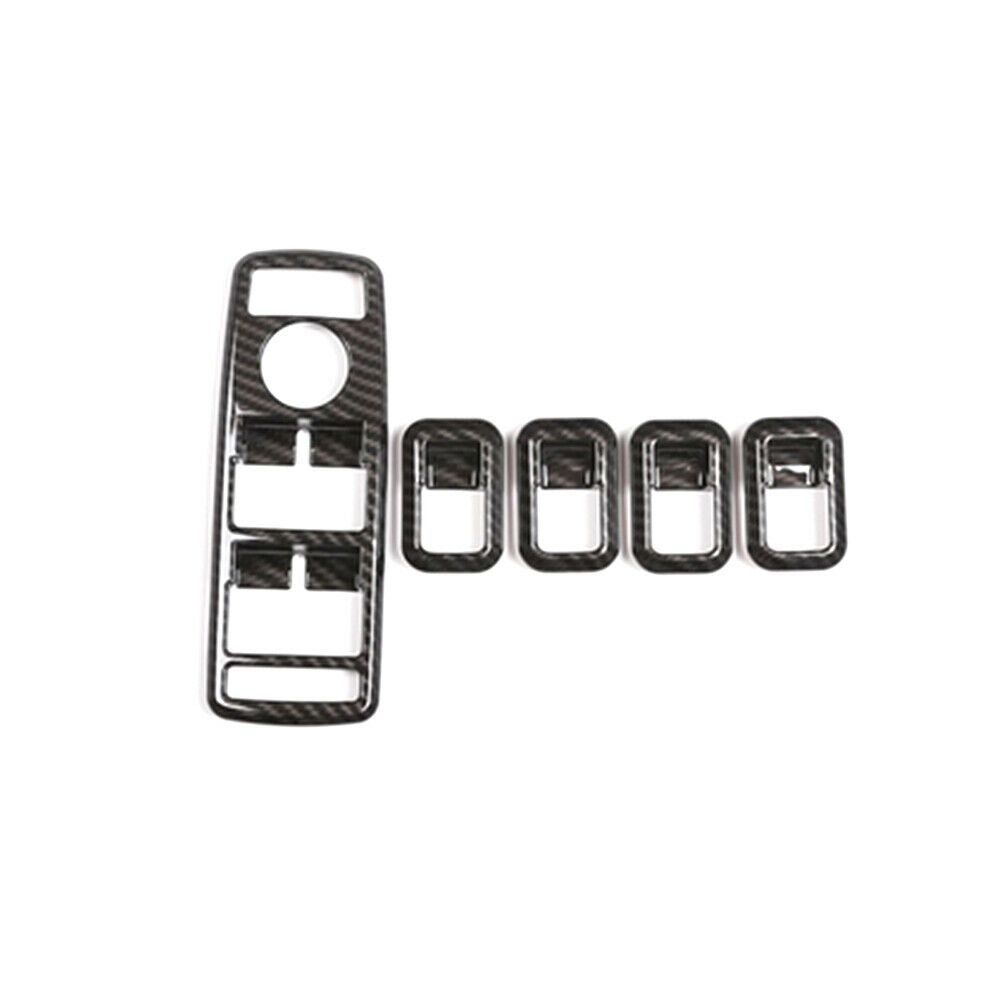 5*Carbon Fiber Door Window Lift Switch Button Trim for Mercedes Benz W204 W212