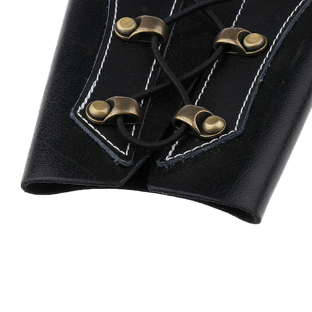 Archery Leather Protective Arm Guard Glove Bracer for Bow Hunting Shooting Black