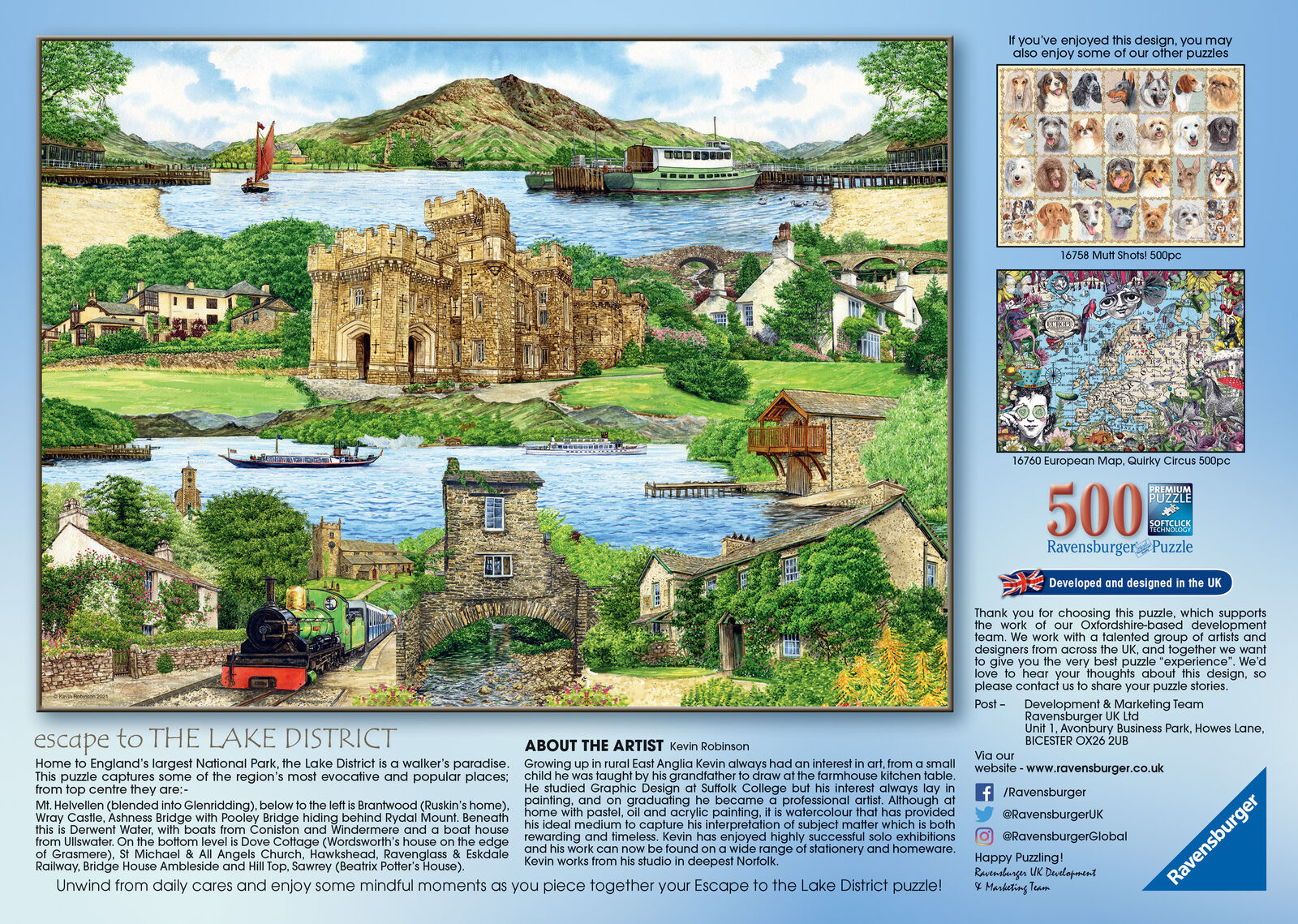 16574 Ravensburger Escape to Cornwall Jigsaw Puzzle 500pc Suitable for Age 10+