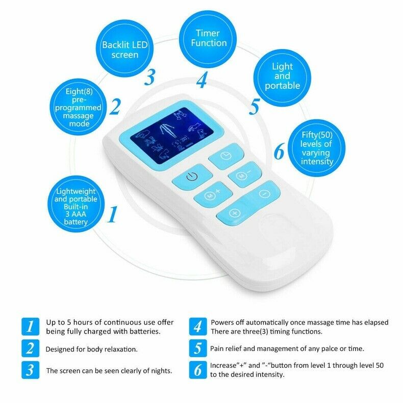 1 Set Tens Unit Electronic  Massager Pain Relief Therapy Gift PackPulse Digital