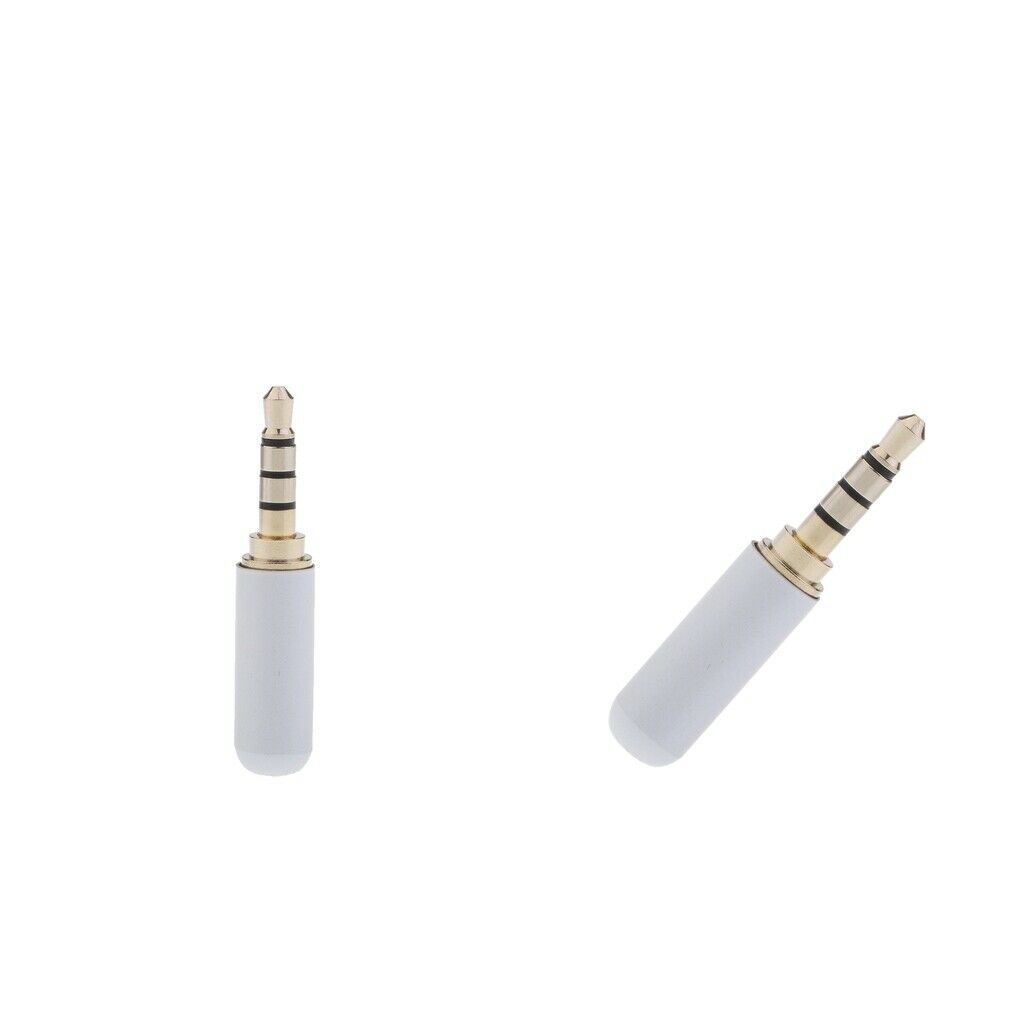 2 Pieces 3.5mm 1/8" TRRS 4 Pole Male Plug A/V Solder Connector White