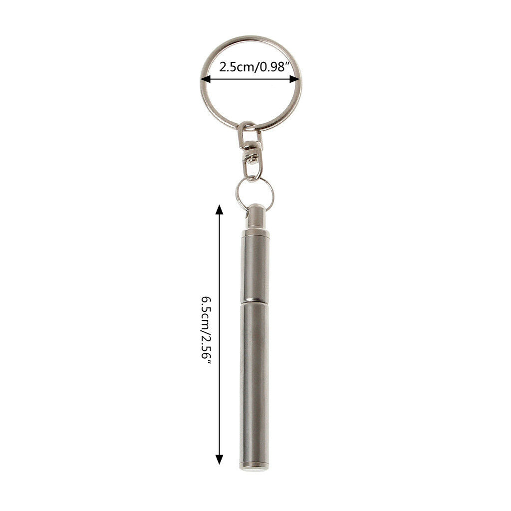 Stainless Steel Portable Telescopic Ballpoint Pen Metal Key Ring Keychain Tools