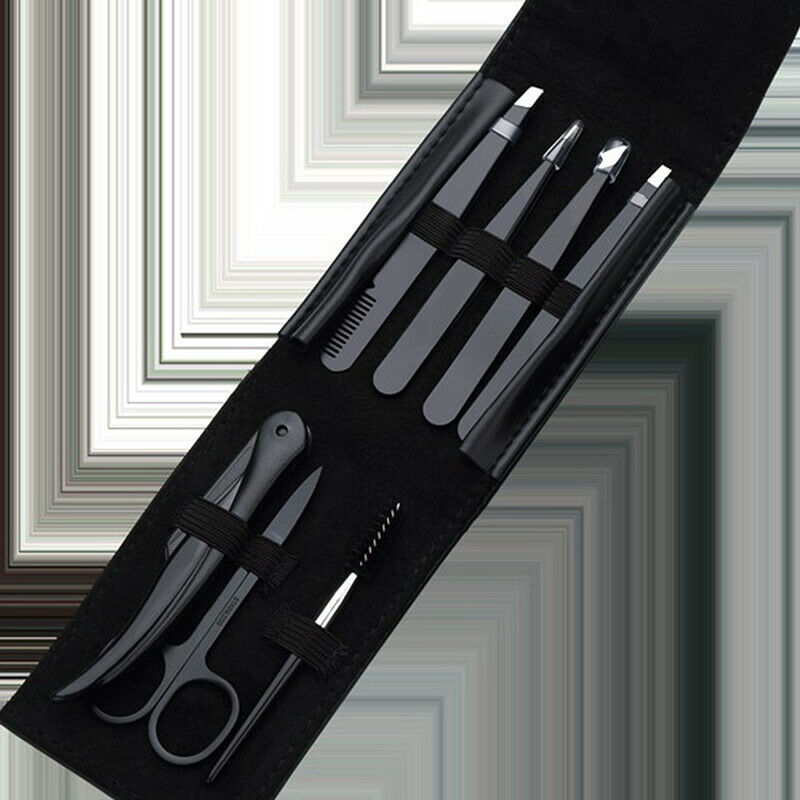 7 Piece Professional Stainless Steel Eyebrow Tweezers Set Hair Slant Tool  JD
