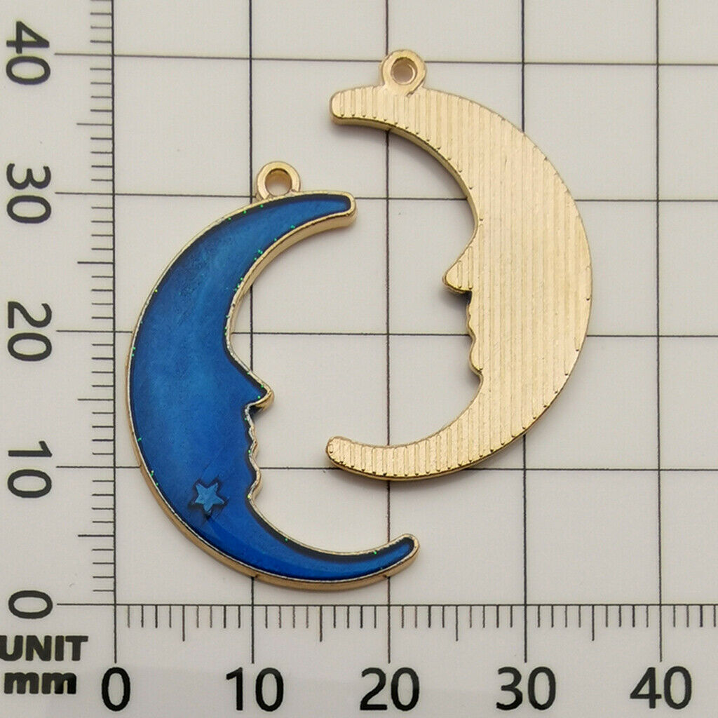 8x Golden Plated Enamel Star /Moon Charms Jewelry Making Findings DIY Crafts