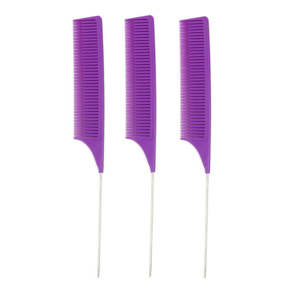3x Plastic Weaving Highlighting Foiling Hair Combs Highlight Comb Purple