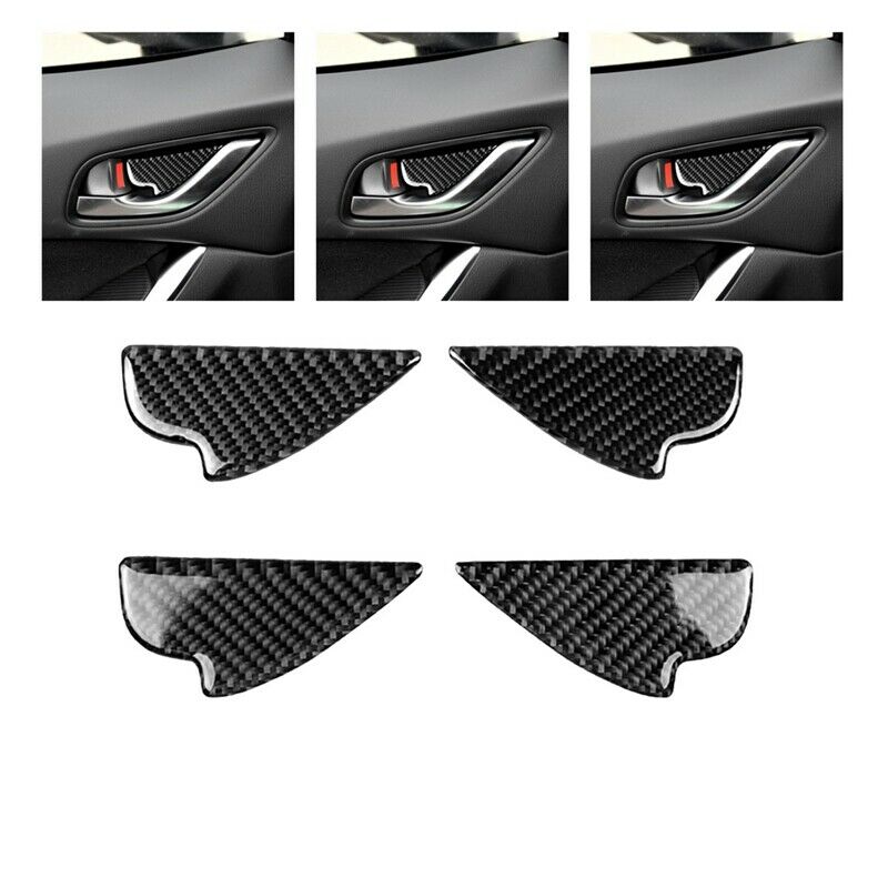 Carbon Fiber Interior Door Handle Bowl Panel Cover Trim for Mazda 2 3 6 DemiJ7V6