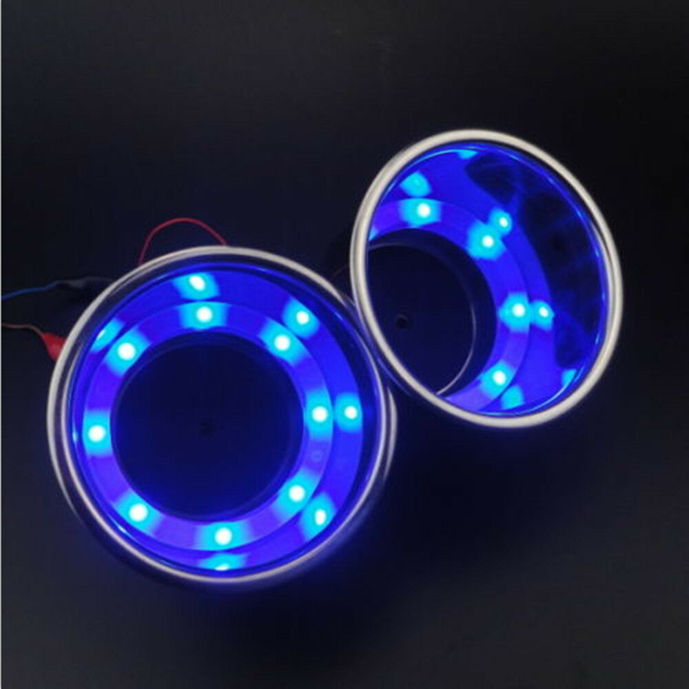 2pcs 8LED Blue Stainless Steel Cup Drink Holder Marine Boat Car Truck Camper Sea