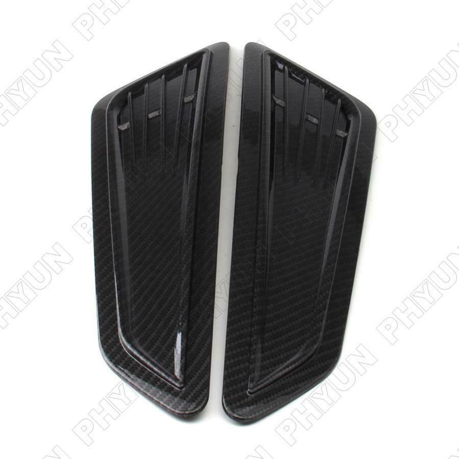 2x Carbon Fiber Look Car Hood Vent Cover Air Flow Intake Cooling Panel Trim