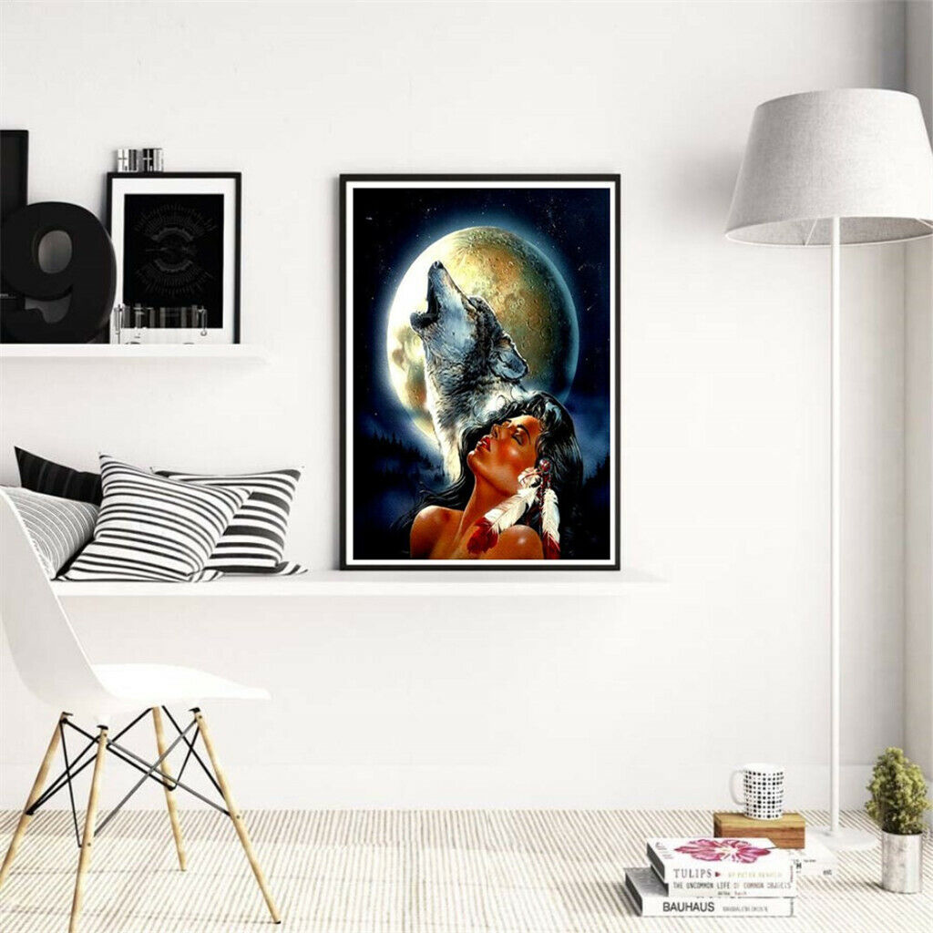 Popular Full Drill Diamond Painting Kit Rhinestones Picture Beauty and Wolf