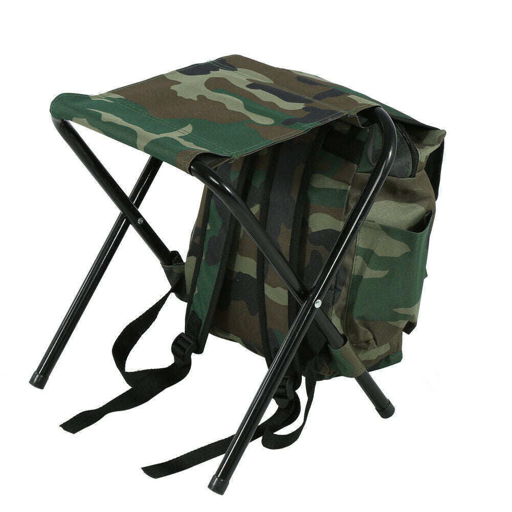 Foldable Chair Seat Fishing Camping Fishing Stool with Carry Bag Camo Outdoor