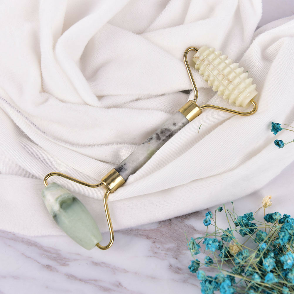 1xNatural Jade Stone Face Massager Roller Spa Head Neck Facial Beauty Tool BDAU